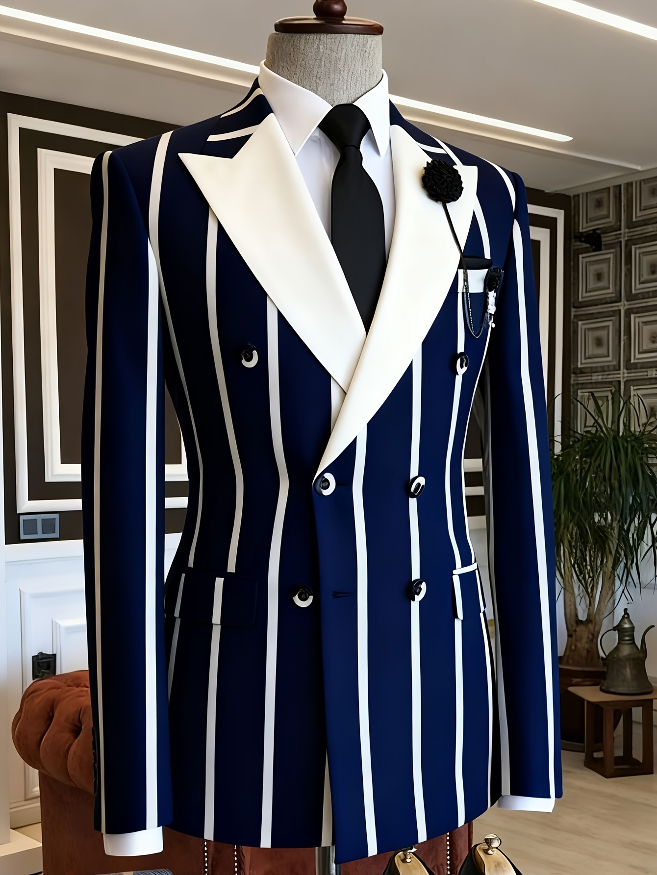 Men Formal Wear Outfits - Men's Slim Fit Business Blazer Double