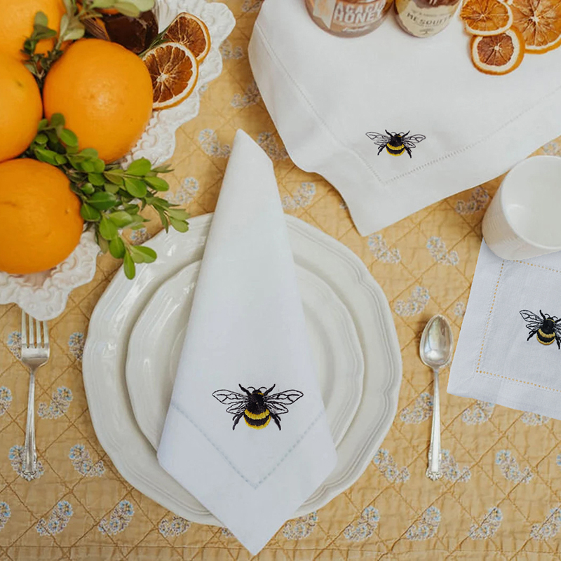Monogrammed Handkerchief - @Embroidered Bee Napkins, Cloth Napkins, Dinner