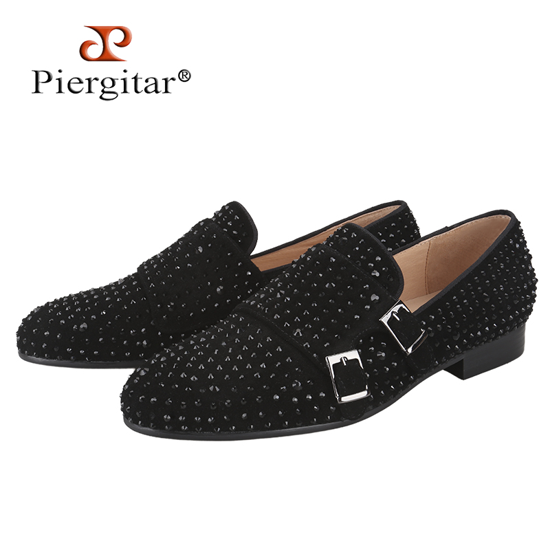 Men'S Style Formal Wear - Piergitar New Black Suede Men Double