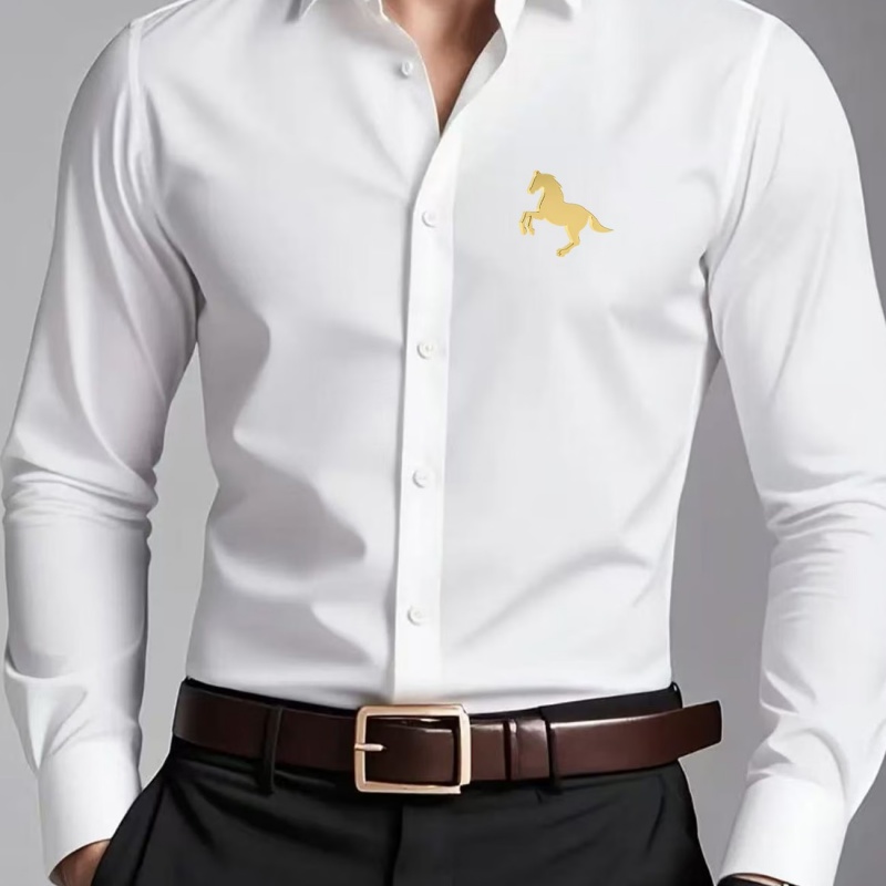 Men Formal Wear Shop - Elegant Golden Horse Logo Print Men