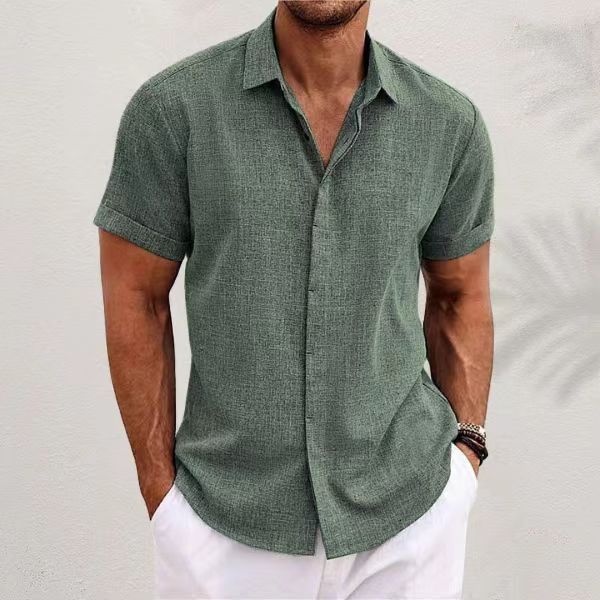 Men Linen Formal Wear - Men's Fashion Casual Solid Color Shirts