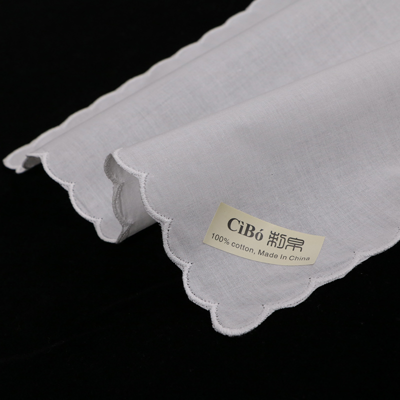 Monogrammed Handkerchief - A011 White Cotton Shell edge Handkerchiefs