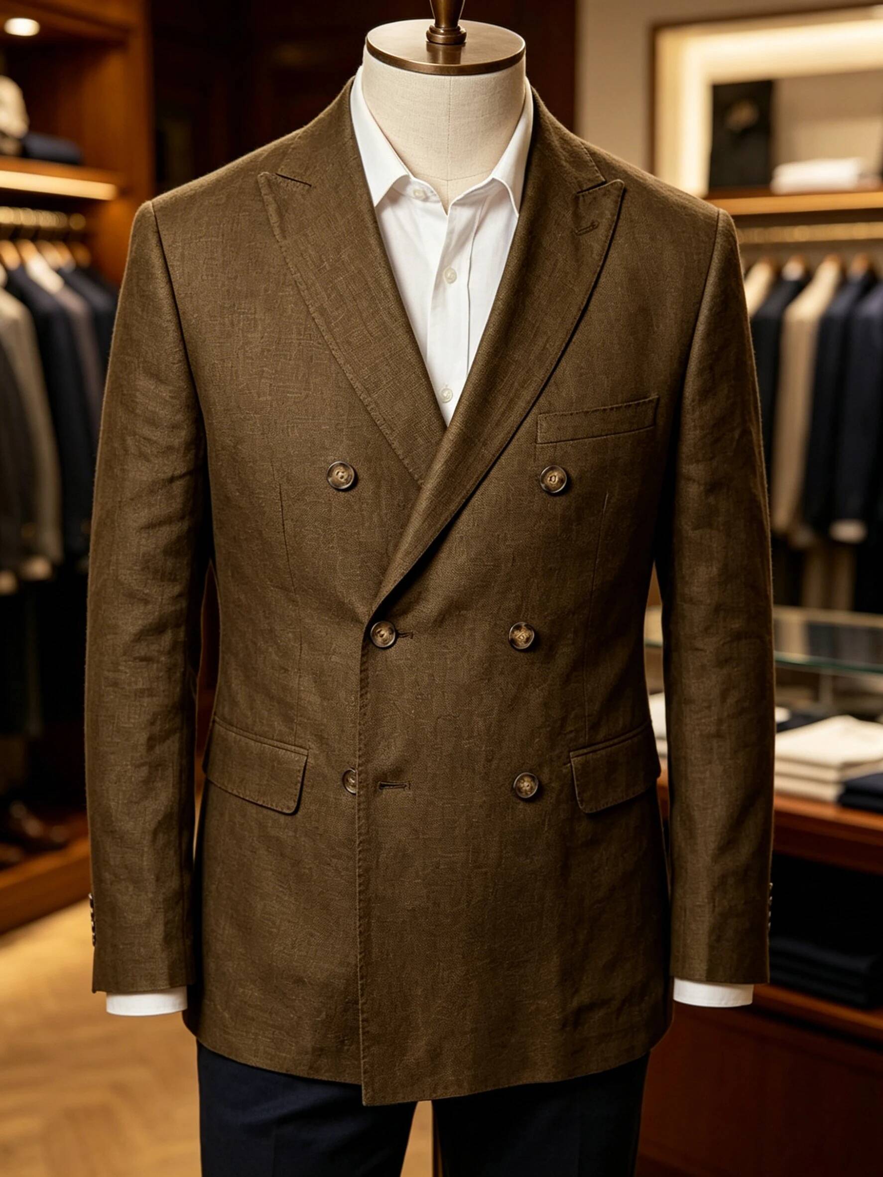 Men Linen Formal Wear - Men's Sport Coat Summer Double Breasted