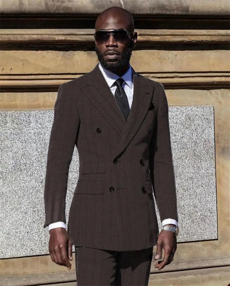 Men Formal Wear Pink - Herringbone Suits for Men Groom Business