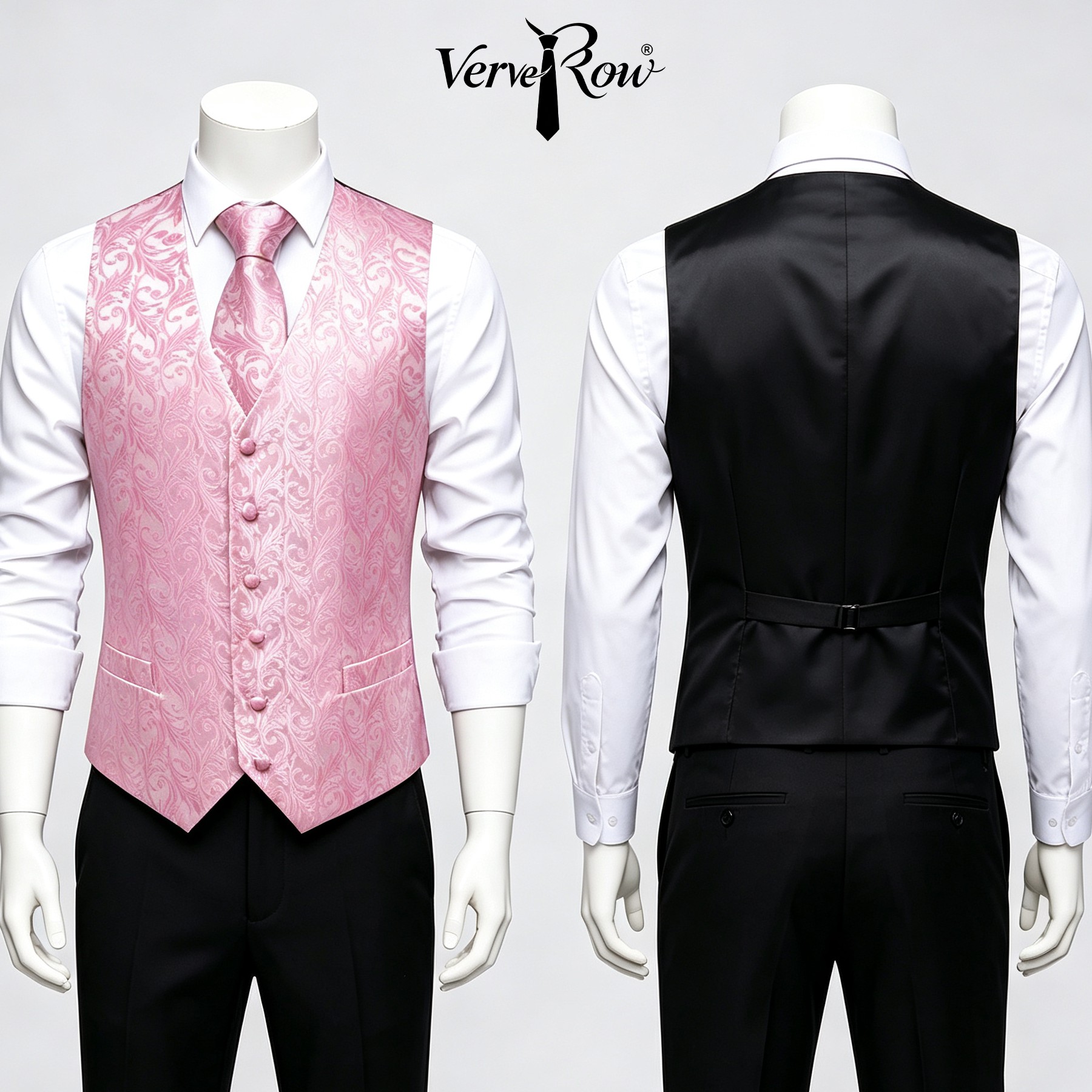 Men Formal Wear Pink - Men Pink Tie Handkerchief Three Piece