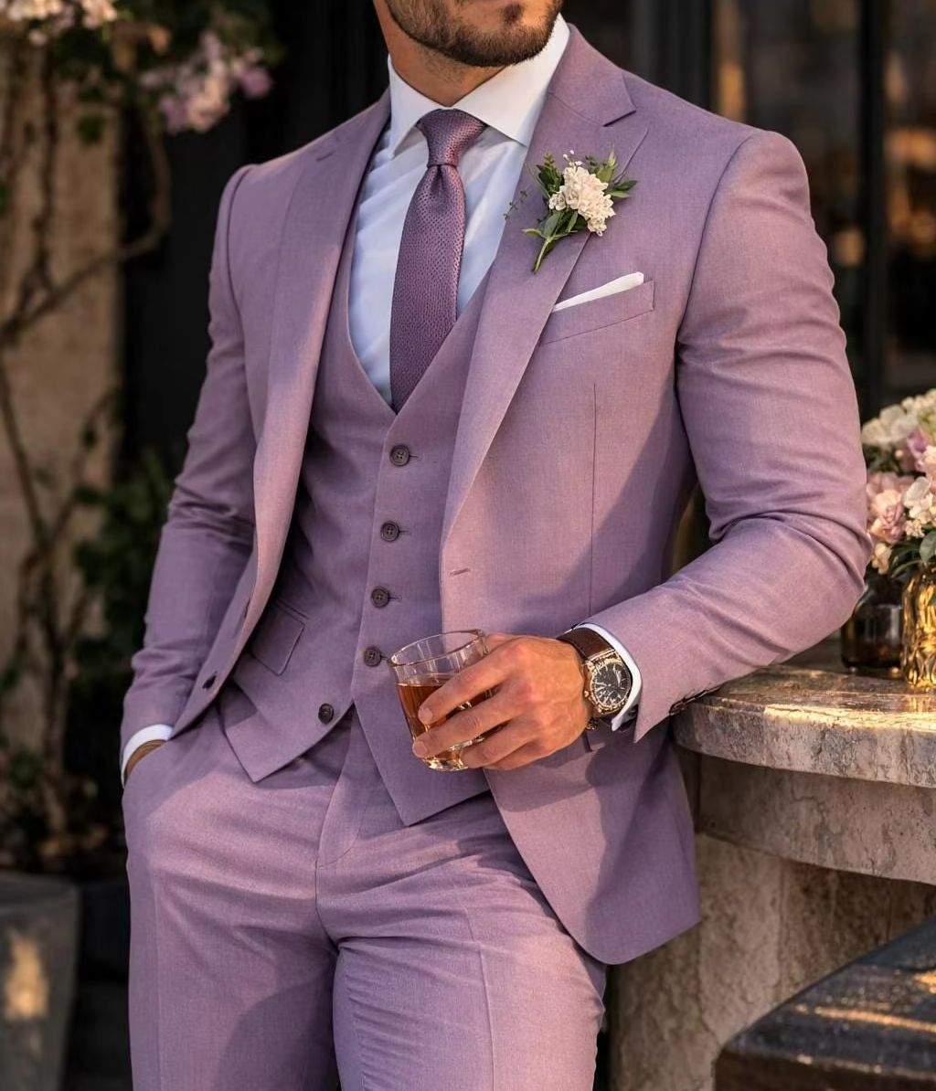Lavender 3 Piece Men's Suit Li - огляд і ціна Men Formal Wear Outfits