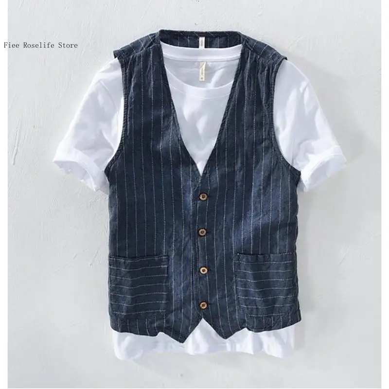 British Casual Linen Vest for  - огляд і ціна Men Linen Formal Wear