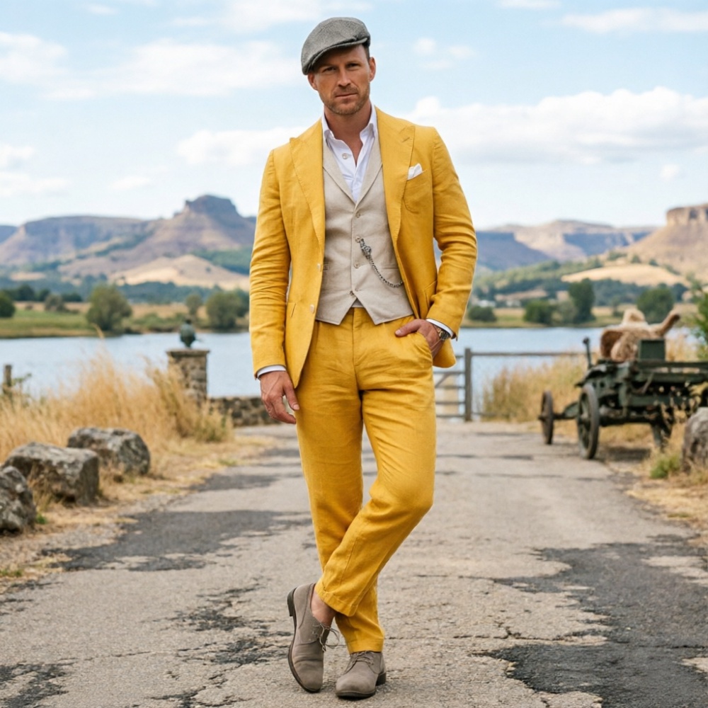 Sage Green Linen Men 3 Piece S - огляд і ціна Men Linen Formal Wear