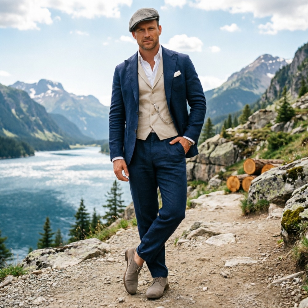 Sage Green Linen Men 3 Piece S - огляд і ціна Men Linen Formal Wear