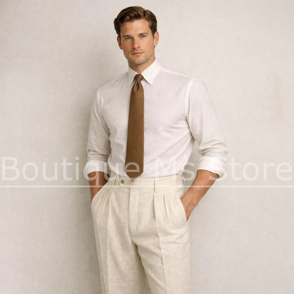 Fashion Men Linen 3 Piece Suit - огляд і ціна Men Linen Formal Wear