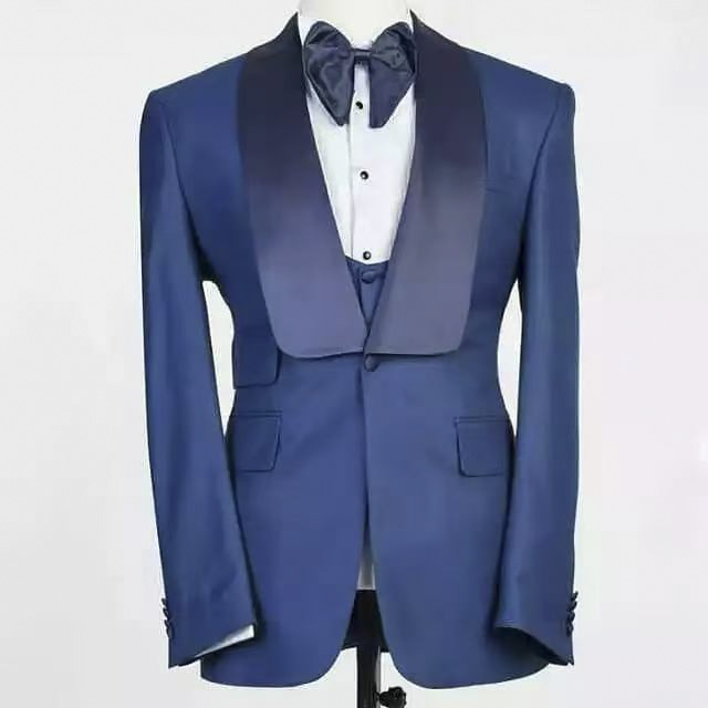 Blue Jacket Set Man Suit Shawl - огляд і ціна Men Formal Party Wear Outfit