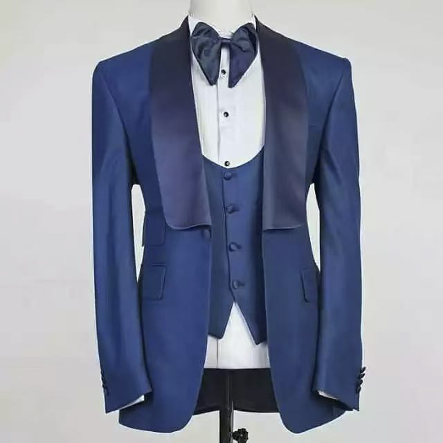 Blue Jacket Set Man Suit Shawl - огляд і ціна Men Formal Party Wear Outfit
