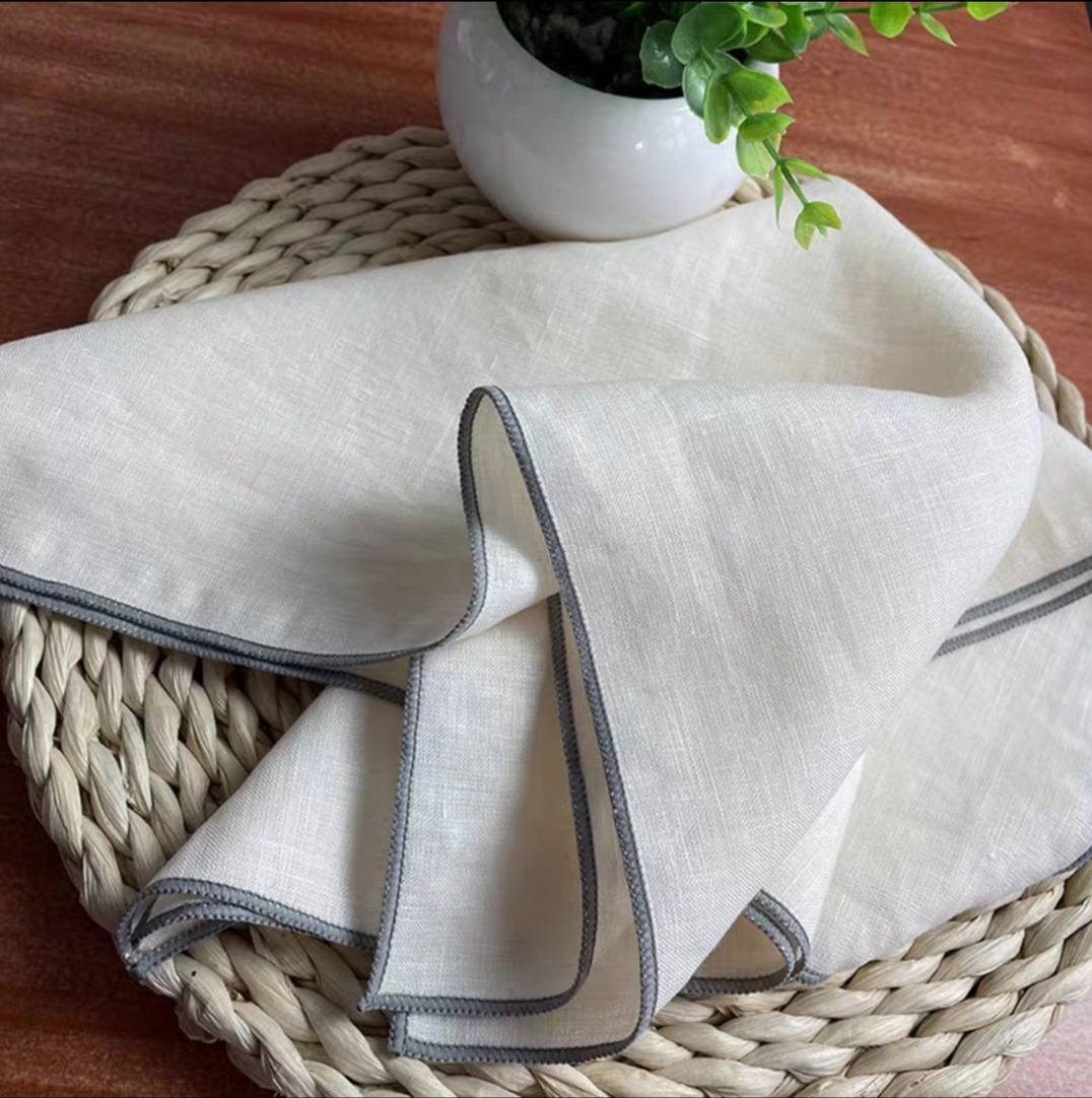 6PCS Grey Lock Edge Natural 10 - огляд і ціна Monogrammed Handkerchief