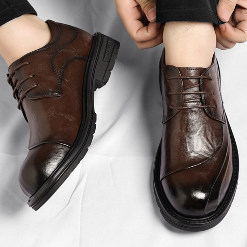 Brown Burnished Genuine Leathe - огляд і ціна Men Formal Wear Office