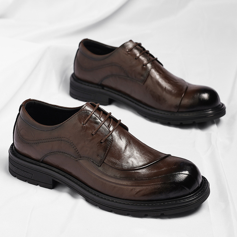 Brown Burnished Genuine Leathe - огляд і ціна Men Formal Wear Office
