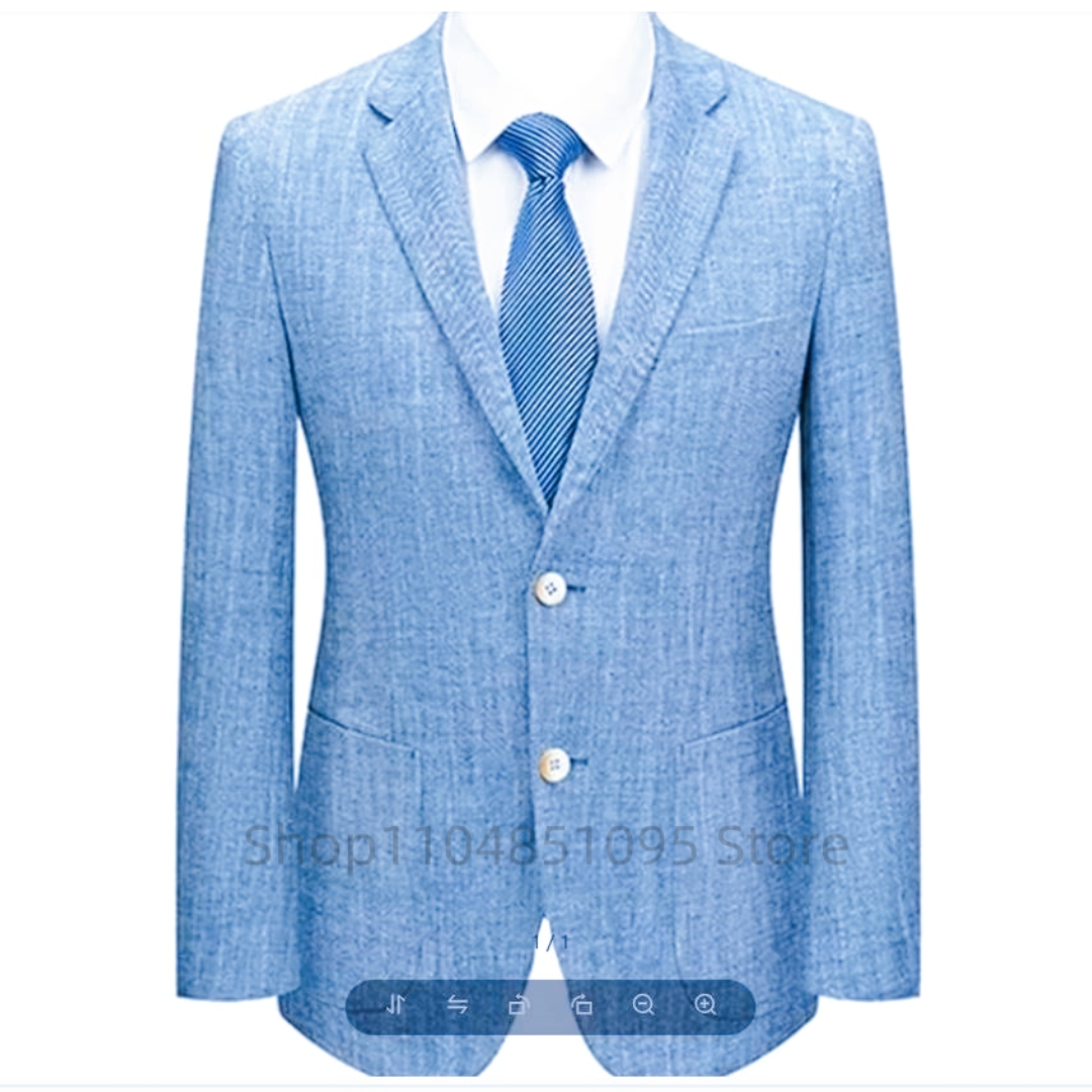 Men's Slim Fit Linen Suit Blaz - огляд і ціна Men Linen Formal Wear