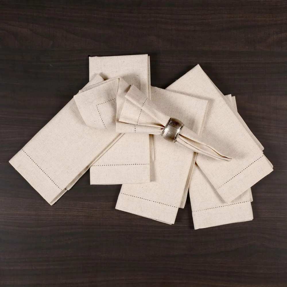 6 Pieces Linen napkins White T - огляд і ціна Monogrammed Handkerchief