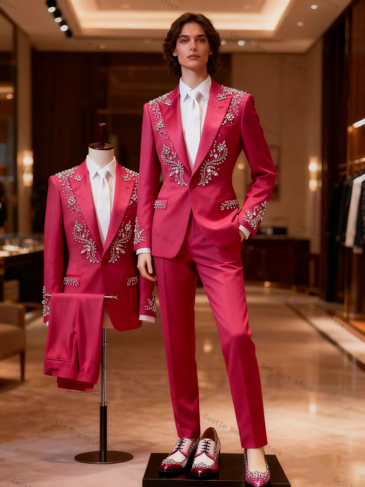 Pink Men Suit Set 2 Pcs Blazer - огляд і ціна Men Formal Wear Pink