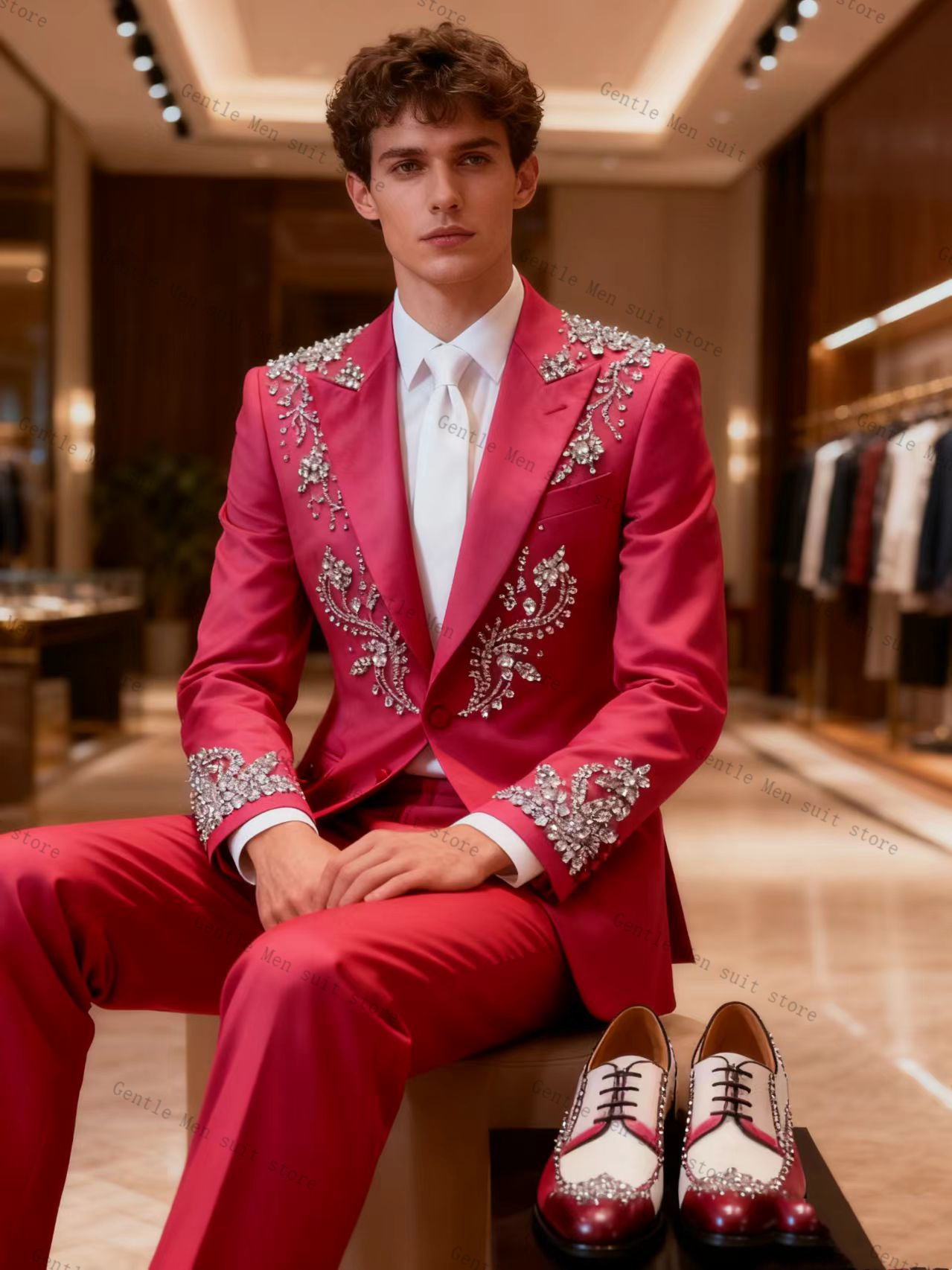 Pink Men Suit Set 2 Pcs Blazer - огляд і ціна Men Formal Wear Pink