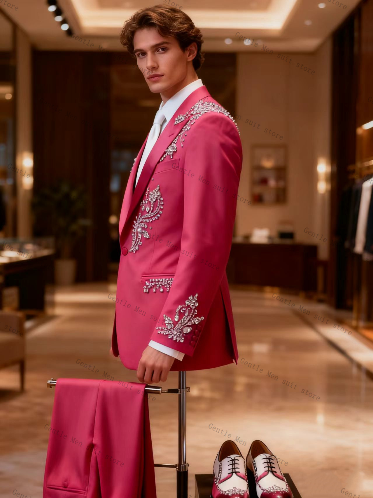 Pink Men Suit Set 2 Pcs Blazer - огляд і ціна Men Formal Wear Pink