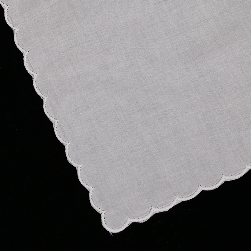 A011 White Cotton Shell edge H - огляд і ціна Monogrammed Handkerchief