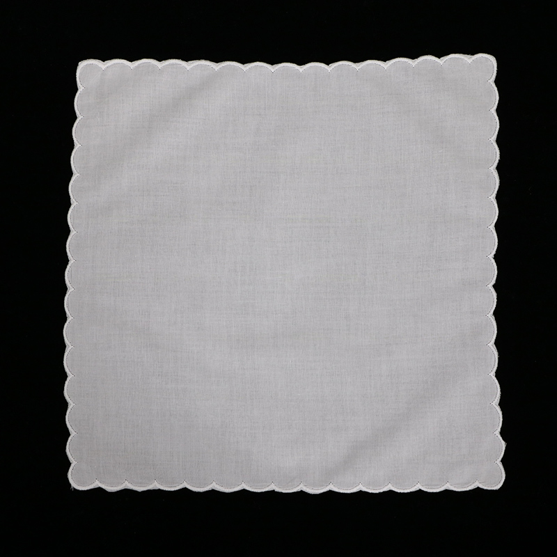 A011 White Cotton Shell edge H - огляд і ціна Monogrammed Handkerchief