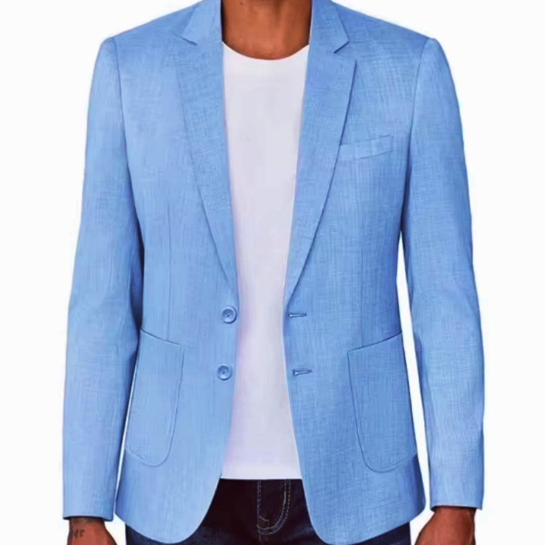 Slim Fit Men's Beige/Blue Line - огляд і ціна Men Linen Formal Wear