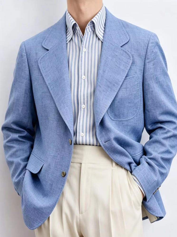 Only Linen Men's Blazer 1PCS B - огляд і ціна Men Linen Formal Wear