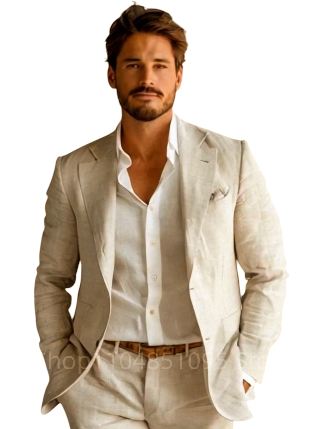 Blue Slim Fit Men's Linen Blaz - огляд і ціна Men Linen Formal Wear