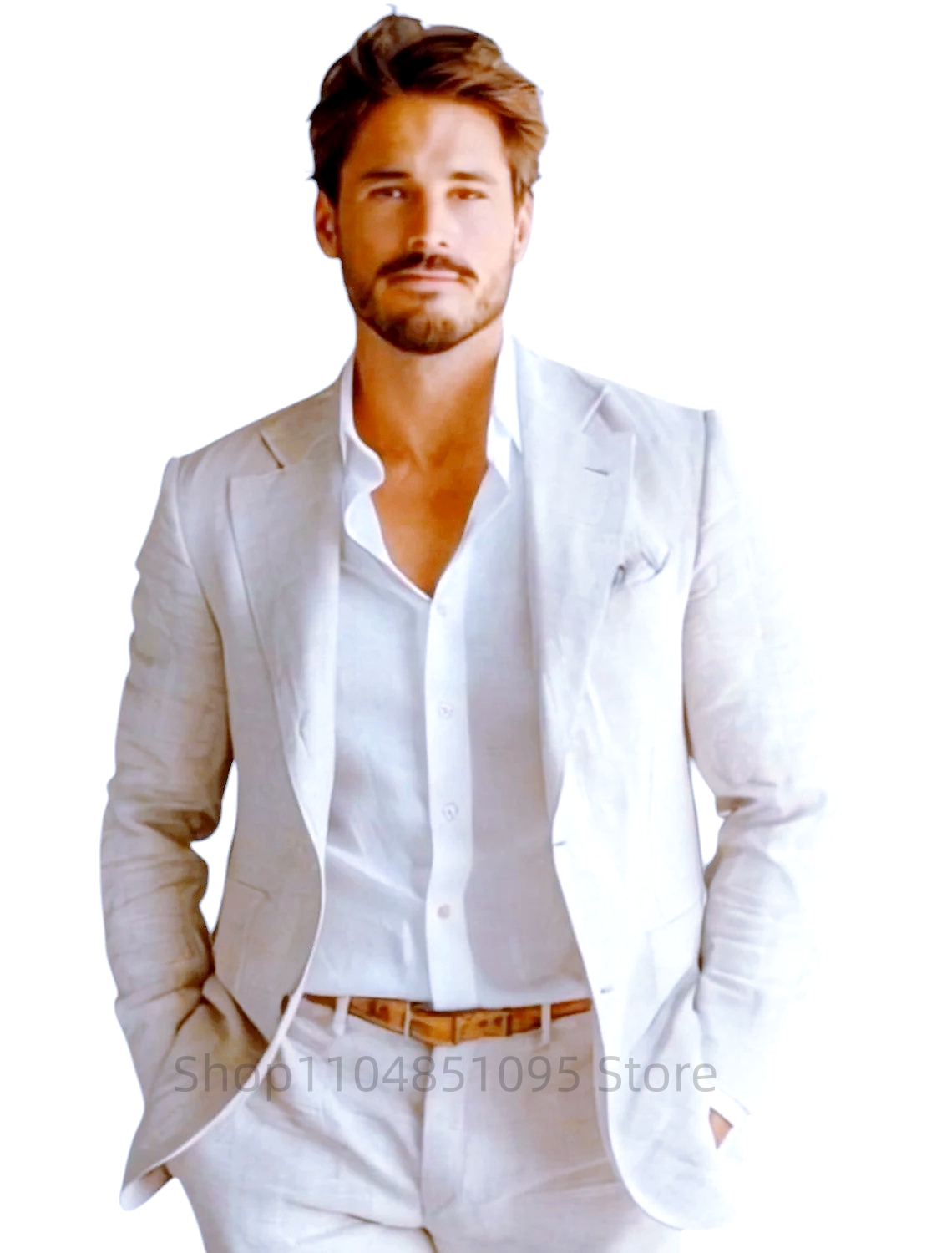 Blue Slim Fit Men's Linen Blaz - огляд і ціна Men Linen Formal Wear