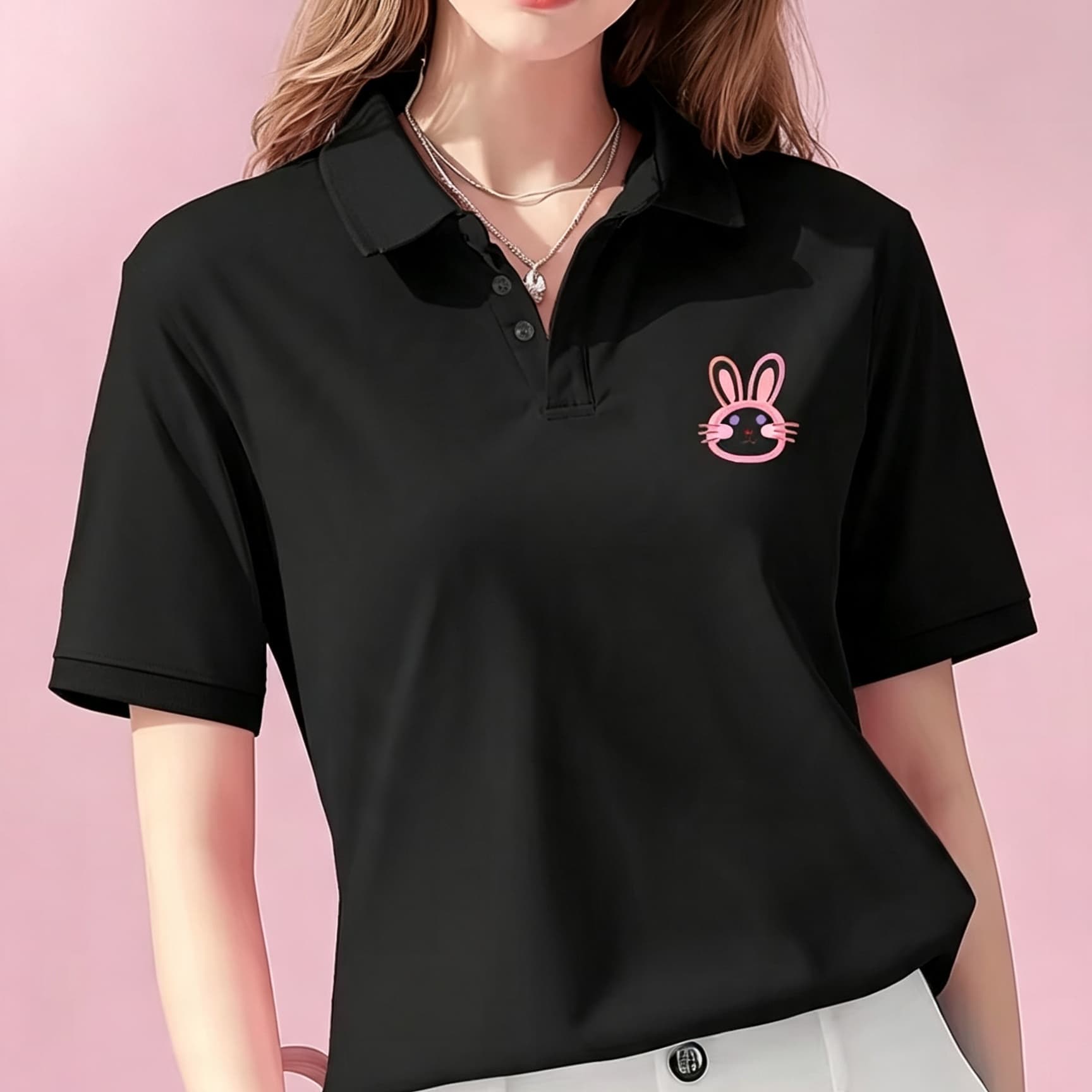 Unisex Black Lapel Collar Polo - огляд і ціна Men Formal Wear Pink