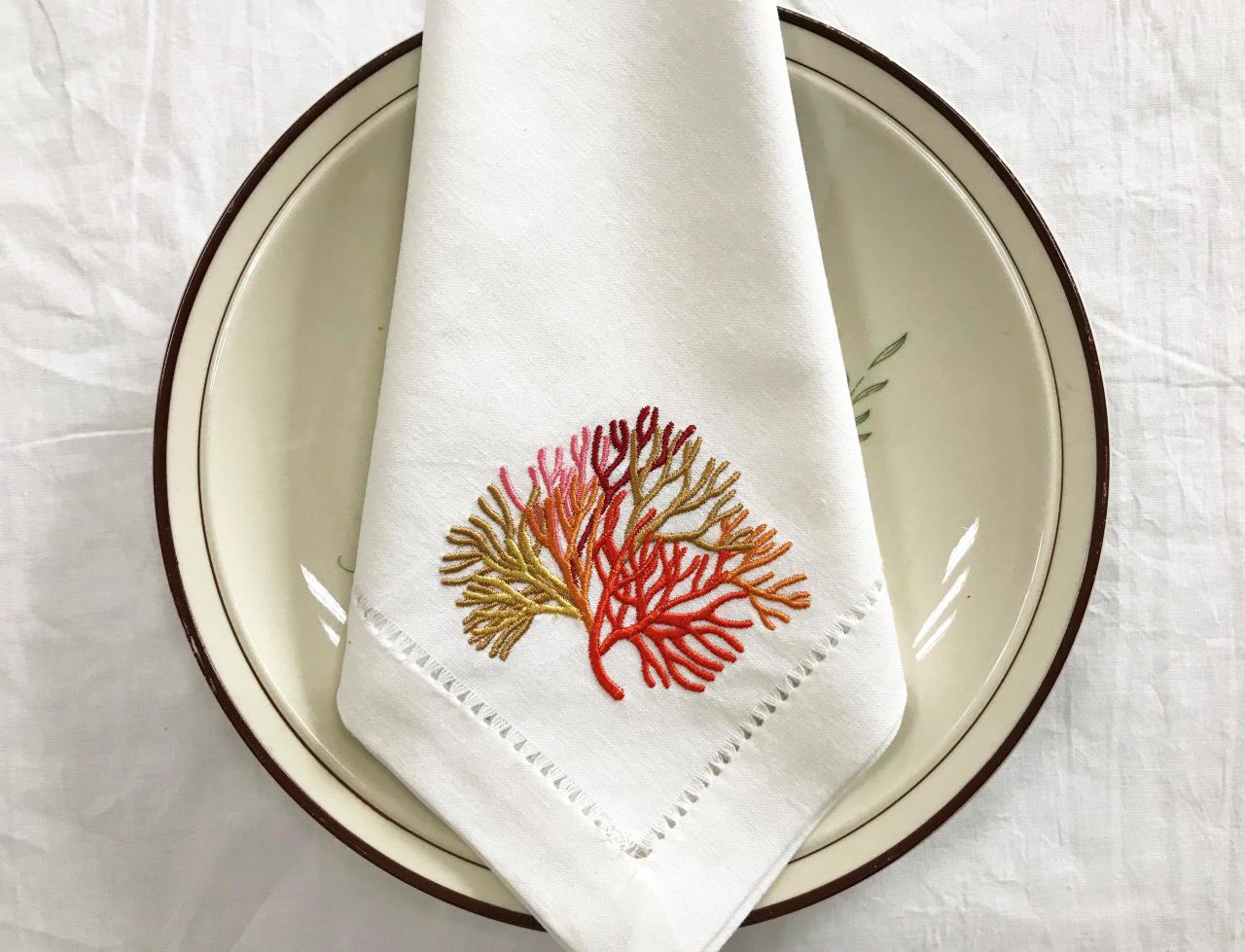 Multicolor Corals Embroidered  - огляд і ціна Monogrammed Handkerchief