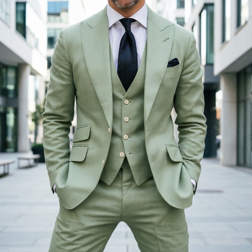 Sky Blue Linen Men Wedding Tux - огляд і ціна Men Linen Formal Wear
