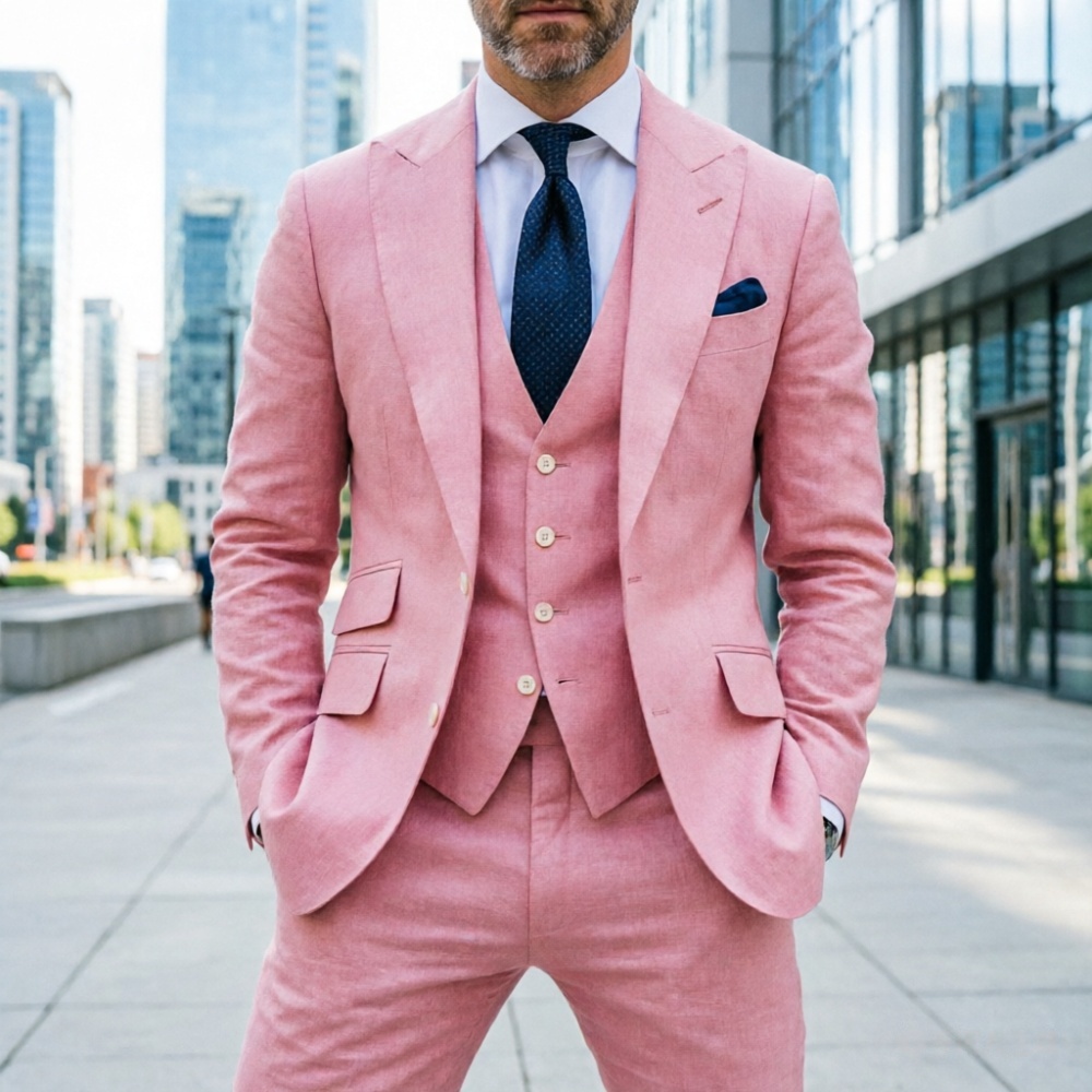 Sky Blue Linen Men Wedding Tux - огляд і ціна Men Linen Formal Wear
