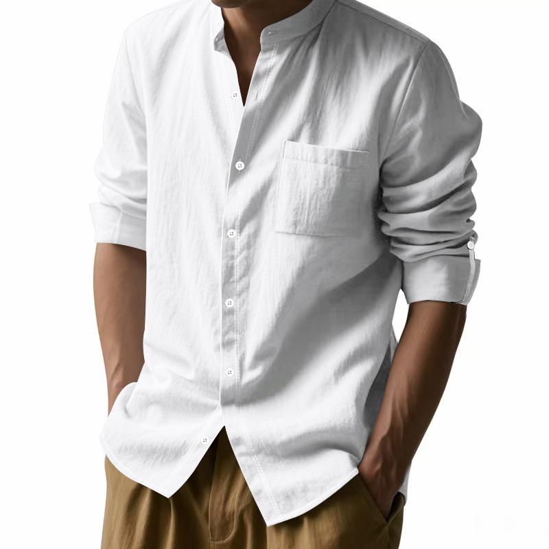 Men's Linen Stand Up Collar Sh - огляд і ціна Men Linen Formal Wear