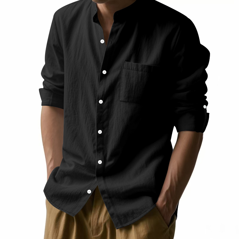 Men's Linen Stand Up Collar Sh - огляд і ціна Men Linen Formal Wear