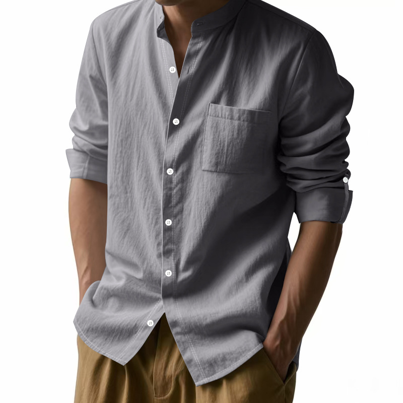 Men's Linen Stand Up Collar Sh - огляд і ціна Men Linen Formal Wear