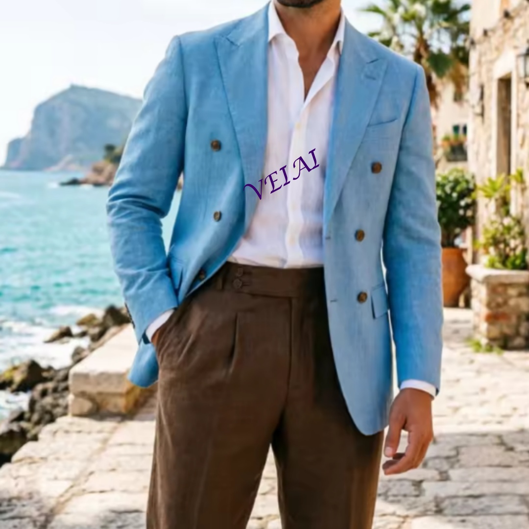 Customized 2 Piece Beige Linen - огляд і ціна Men Linen Formal Wear